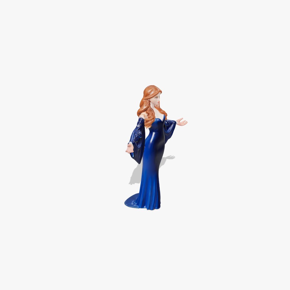 Elegant Female Character in Blue Gown  Detailed D Model